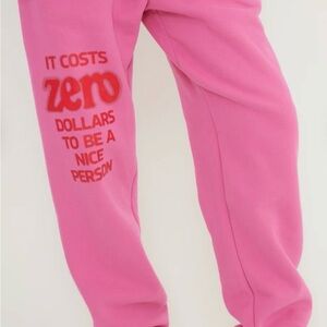 Vibrant Pink Joggers with Red Print